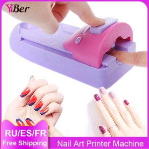 Kits Diy Nail Art Printer Manicure Hine Stempelset met 6 metalen patroonplaten Schraper Afdrukken Grafiekplaat Nagels Accessoires
