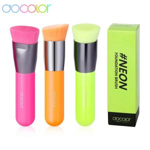 Kits docolor 3pcs maquillage pinces de maquillage plateau plat kabuki brosse brosse grande brosse de visage professionnel de la poudre de contour cosmétique