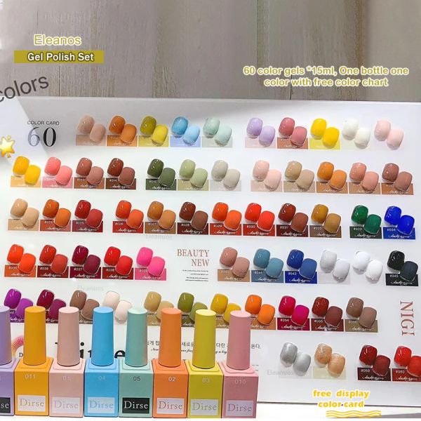 Kits Eleanos New 60 Fashion Color Gel Polish Kit Hema Hema Free Enamel Vernis pour Nail Art Design Whole Set UV LED Nail Gel Gel Kit