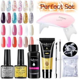 Kits vinger verleng mallijm poly nagellamp uv led licht bovenste basislaag gel Pools set manicure cuticle duwer afwezigheid van remover -tips