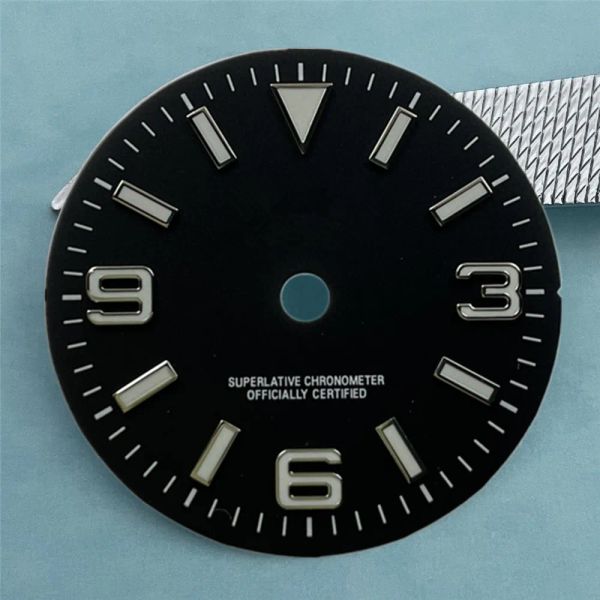 Kits Fit NH35/NH34/NH36/NH38 Azul Dial luminoso S LOGO MECÁNICO Mecánico Buzos Reloj 369 Accesorios de reloj literal 28.5 mm Dial Dial