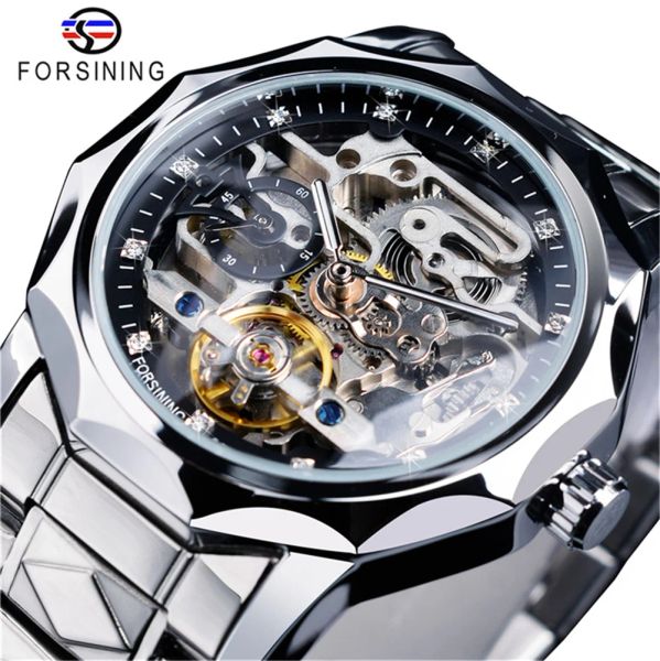 Kits Forsing 199a du design de luxe squelette transparent en acier inoxydable en inoxydable homme automatique de montre masculine mécanique limitée