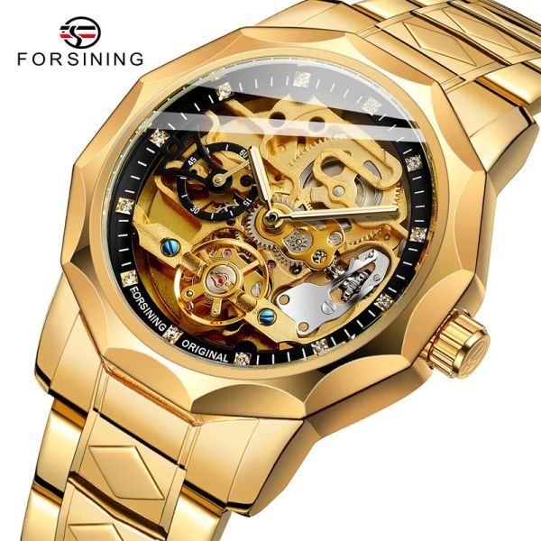 Kits Forsiner Automatic Mechanical Men Wristwatch Military Sport Horloge masculine Top Brand Luxury Skeleton Hollow Watch 8240