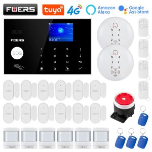 Kits Fuers 4G WiFi Tuya Smart Home Security Alarm System Kit de commande sans fil Capteur de mouvement de la porte Smooth