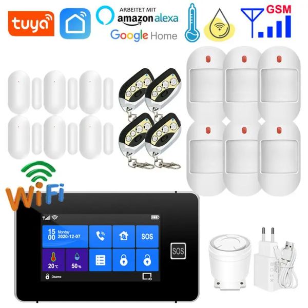 Kits G90B Touch Keyboard SOS Tuya WiFi GSM Système d'alarme Smart Home Security 433MHz Affichage d'humidité de température du capteur sans fil