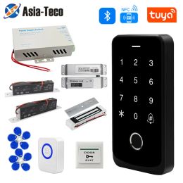 Kits Garagedeuropener Motoret Kit Vingerafdruk Toegangscontroller Bluetooth Voedingsvoorziening Besturingseenheden Tuya App Swing Gate Kit NFC Lock