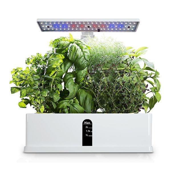 Kits Sistema de cultivo hidropónico para jardín Kit de jardín de hierbas para interiores Temporizador automático Luces de cultivo LED Bomba de agua inteligente para macetas caseras