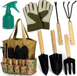 Kits Juego de herramientas de jardín Mango de madera Juego de herramientas de jardín Tijeras de podar Herramienta de jardinería de acero inoxidable