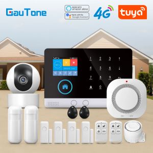 Kits Gautone 4G WiFi Alarm System Tuya Smart 433MHz Wireless Security Home Alarm Smart Life App Control PG103