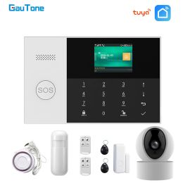 Kits GauTone PG105 WIFI GSM Alarmsysteem 433MHz Home Security Alarm Smart Kits RFID PIR Bewegingsmelder met IP Camera APP Controle