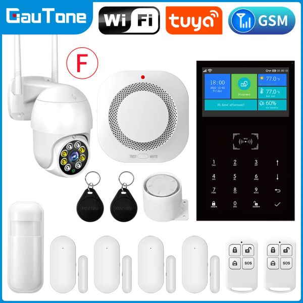 Kits Gautone PG109 4.3inch Systèmes d'alarme WiFi WiFi GSM pour le support à domicile Tuya Smart App Control avec affichage de température