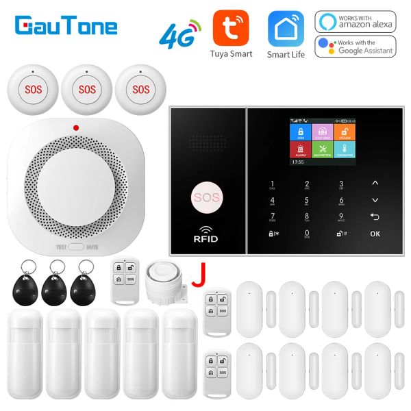 Kits Gautone WiFi + 4G GPRS Wireless Home Office Building Factory Fireproofurglar Security Alarm System App Remote Control