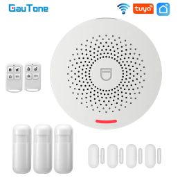 Kits Gautone WiFi Smart Home Alarm System 433MHz Inbrekende beveiligingsalarm Tuya Smart Life App Control Wireless Home Alarm