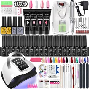 Kits esmalte de uñas de gel con lámpara LED de manicura completa establecida de gel de uña de extensión rápida extender el juego del edificio del edificio para las uñas kit de herramientas