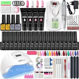 Kits Ensemble de vernis à ongles en gel avec machine à ongles Kit d'ongle LED lampe à ongles LED MOULLE MOLLE MOD KIT DE NOI