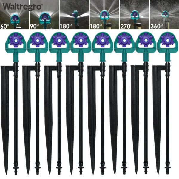 Kits d'arrosage réglable pour serre, buses d'arrosage à 60/90/180/270/360 degrés sur piquet de 195mm pour outils de jardin agricole