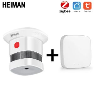 Kits Heiman Zigbee Fire Alarm Wireless Security Home System Smart WiFi Gateway and Smoke Detector Sensor Host DIY Kit