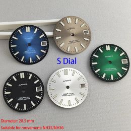 Kits Hoge kwaliteit NH35/NH36 Kielkijk wijzerplaat S Die Dial Green Luminous Dial geschikt voor NH35 NH36 Movement Watch Accessories Watch Repair