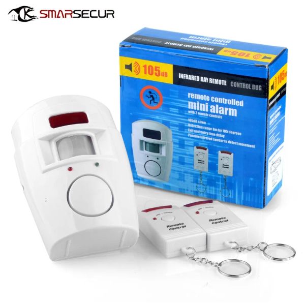 Kits Sécurité à domicile Pir Alerte Système d'alarme de capteur infrarouge Antitheft Détecteur de mouvement humain 105 dB Sirène avec télécommande 2PCS