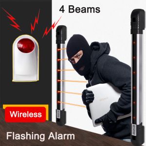 Kits Home Smart Wireless Home Security 4 Beams Alert Infrared Sensor Alarm System Antitheft Motion for Wall Window Detector Alarm