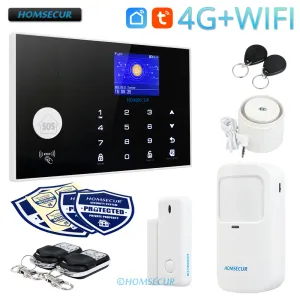 Kits Homsecur Wireless Wired Wired 4G / 3G / GSM WiFi Home Security Alarm System + Panneau tactile (kit de base avec accessoires en option)