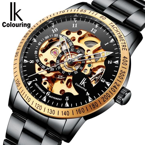 Kits IK Coloring Automatic Watch for Men Wistarchs mécaniques Squelette de luxe Relogie Masculino