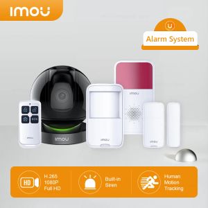 Kits Imou Ranger IQ Kit de système d'alarme vidéo Caméra passerelle AI avec sirène intégrée Détecteur de mouvement Porte Fenêtre Contact Télécommande