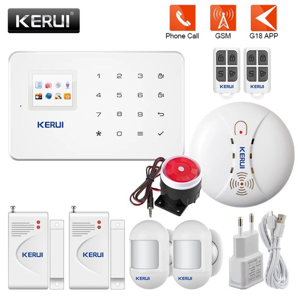 Kits Kerui G18 GSM Home Security Alarm System Contrôle de l'application 1,7 pouce TFT Color avec détecteur de mouvement