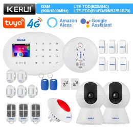 Kits Kerui Smart Home Alexa W204 Système d'alarme 4G GSM WiFi Garage Alarm Motion Capteur