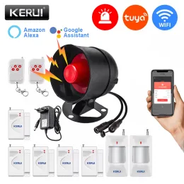 Kits Kerui Tuya Smart WiFi Wireless Security Alarm System Siren 433MHz Home Inbreker Motion Deur Sensor Compatibel Google Home Alexa