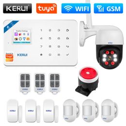 Kits KERUI W181 système d'alarme WIFI GSM Kit d'alarme Tuya Support d'alarme pour maison intelligente Alexa capteur de mouvement capteur de porte caméra IP
