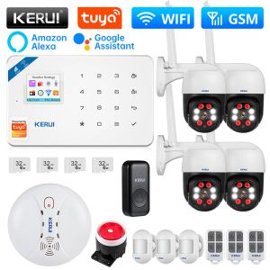 Kits KERUI W181 système d'alarme WIFI GSM alarme Kit de sécurité à domicile vie intelligente Alexa capteur de mouvement caméra IP interne sirène