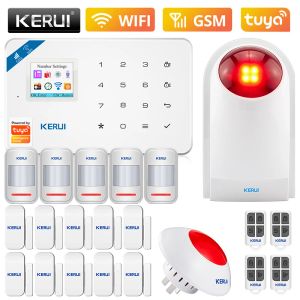 Kits Kerui W181 Outdoor sirene alarmsysteem Home Security WiFi GSM Tuya App Control gebouwd in 6 talen anti -diefstal Motion Sensor Kit