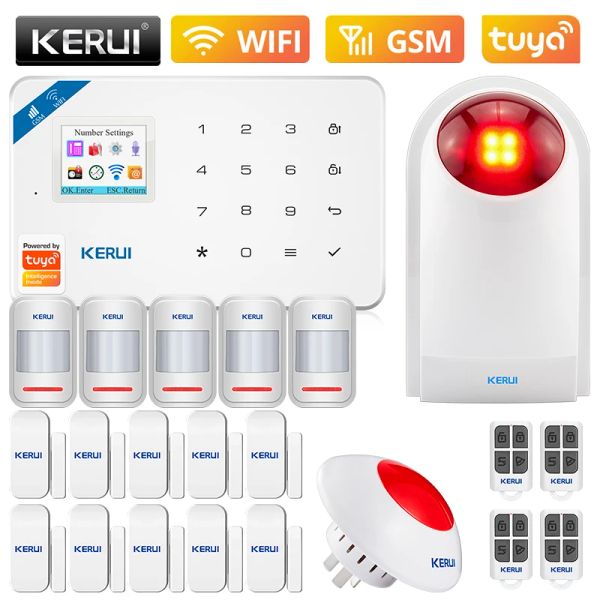 Kits Kerui W181 Système d'alarme de sirène extérieure Système d'alarme à domicile Wifi WiFi GSM TUYA Application Contrôle construit en 6 langues Anti Vol Kit Kit Kit