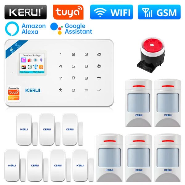 Kits kerui W181 Tuya Smart Wifi GSM Unidad central Panel de alarma Sistema de seguridad del hogar Rieta Smart Life Control Sensor de movimiento Dispositivo