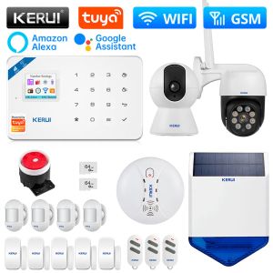 Kits kerui w181 wifi gsm alarm smart home kit alarmsysteem tuya slimme ondersteuning Alexa Animal Motion Sensor Detector draadloze sirene