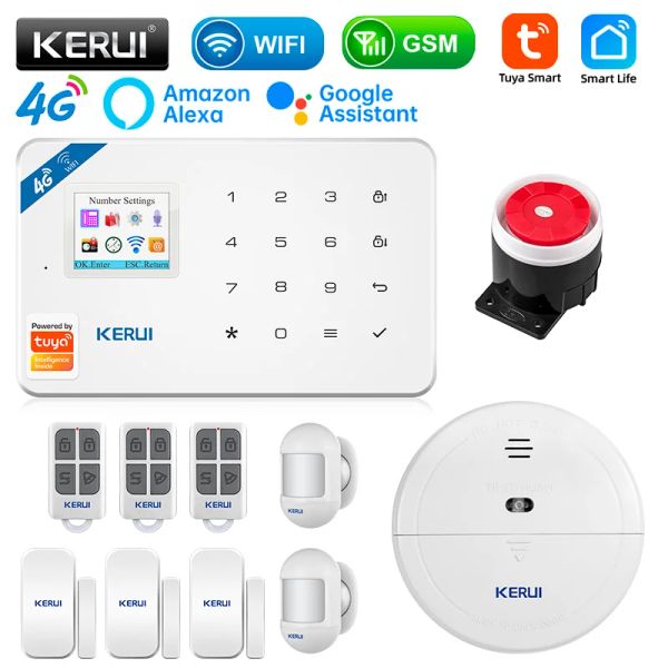 Kits Kerui W184 4G TUYA Smart Home Alarma Wifi GSM Sistema de alarma Sensor de movimiento Detector de movimiento Soporte de la aplicación Alexagoogle Control