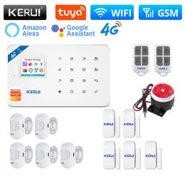 Kits Kerui W184 Home Smart Security Alarm System WiFi 4G GSM Wireless Tuya Control -app 1.7 inch kleurscherm spraakprompt host