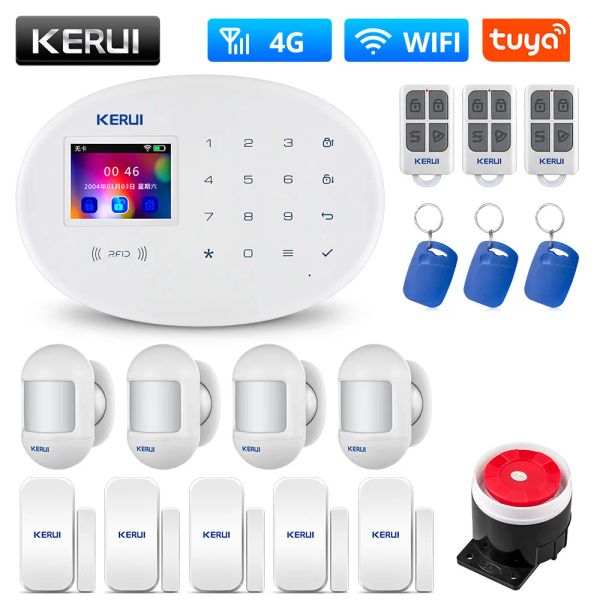 Kits Kerui W20 Wifi GSM 4G Sistema de alarma 433MHz SEGURIDAD DE HOGAR TUYA Smart Android IOS Aplicación de teléfono 8 INTERRUPTOR DE ALTA ALTA ALTA ALTA KIT