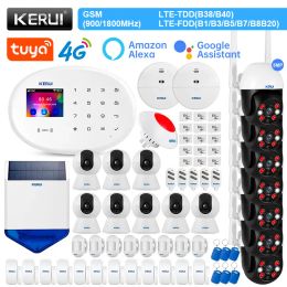 Kits Kerui W204 Système d'alarme 4G WiFi GSM Alarme Tuya Smart Support Alexa Antipet Motion Capteur