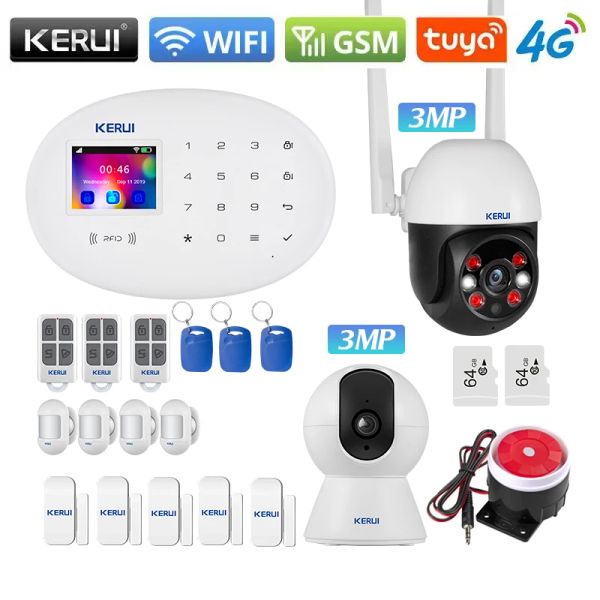 Kits Kerui W204 Sistema de alarma Smart Tuya Home Security Wifi 4G GSM Home Wireless App Control remoto Control de pantalla de 2.4 pulgadas Alarma antirrobo