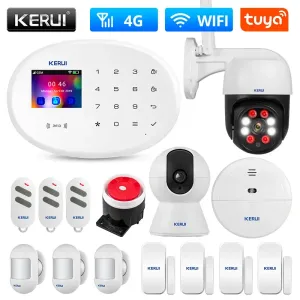 Kits Kerui W204 Système de caméra de sécurité WiFi GSM 4G Tuya Smart Alarm Panneau Home Security HD 1080p IP Camera Motion Detection Alarm Kit