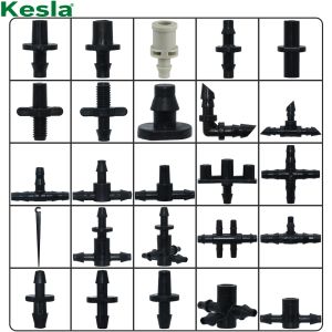 Kits Kesla Garden Water Connector DRIP -irrigatie voor 1/4 '' '1/8' 'Tubing Slangen Accessoires Joint Barbed T -stukken Cross Eng Plug Adapters