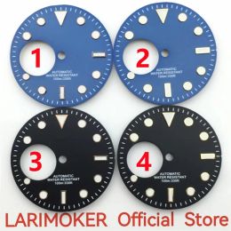 Kits larimoker 29 mm Black Blue Dial Green Luminoso estéril estéril NH38 Movemen Watch Logotipo personalizado