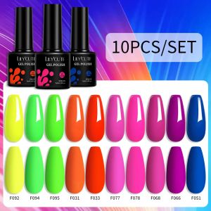 LILYCUTE 10 Unids/set Color Esmalte de Uñas Gel Set Verano Neón Gel Polaco Kit Semi Permanente Soak Off UV LED Gel Barniz Manicura Set