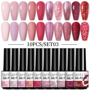 Kits lilycute 10pcs/set gel pulido 7ml brillo pulido de gel todo para manicura remojo semi permanente fuera de la uña led gel gel set de esmalte