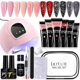 Kits Lilycute 15 ml Gel d'extension de l'ongle avec lampe UV Full Manucure Solution Solution Nail Art Extension de gel Extension Gel