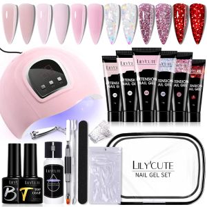 Kits Lilycute 15 ml de gel d'extension de l'ongle avec 36W LED lampe outil de manucure complet Kit doigt rapide