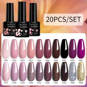 Kits Lilycute 20pcs / set Gel Polon Gel Set Automne Glitter Nail Pink pour manucure Set Semi Permanent Off UV LED Vernis Kit Kit