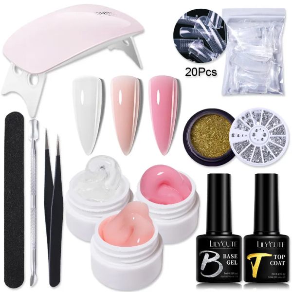 Kits Lilycute non stick extension main extension en gel de vernis à ongles manucure de nail rose clair